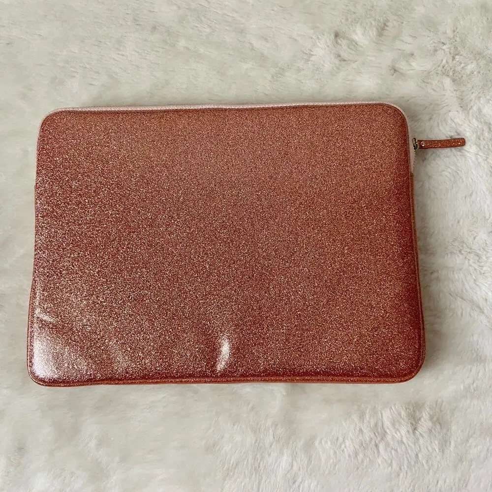 Kate Spade New York Rose Gold Glitter Padded Laptop Sleeve